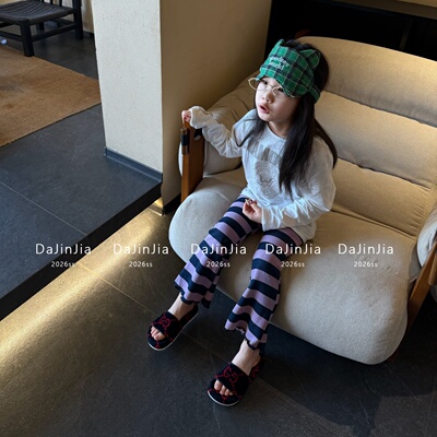 大金家韩系长裤条纹撞色高弹力