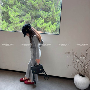 26秋季新款韩系灰色长袖上衣喇叭裤休闲裤两件套装洋气百搭女宝宝
