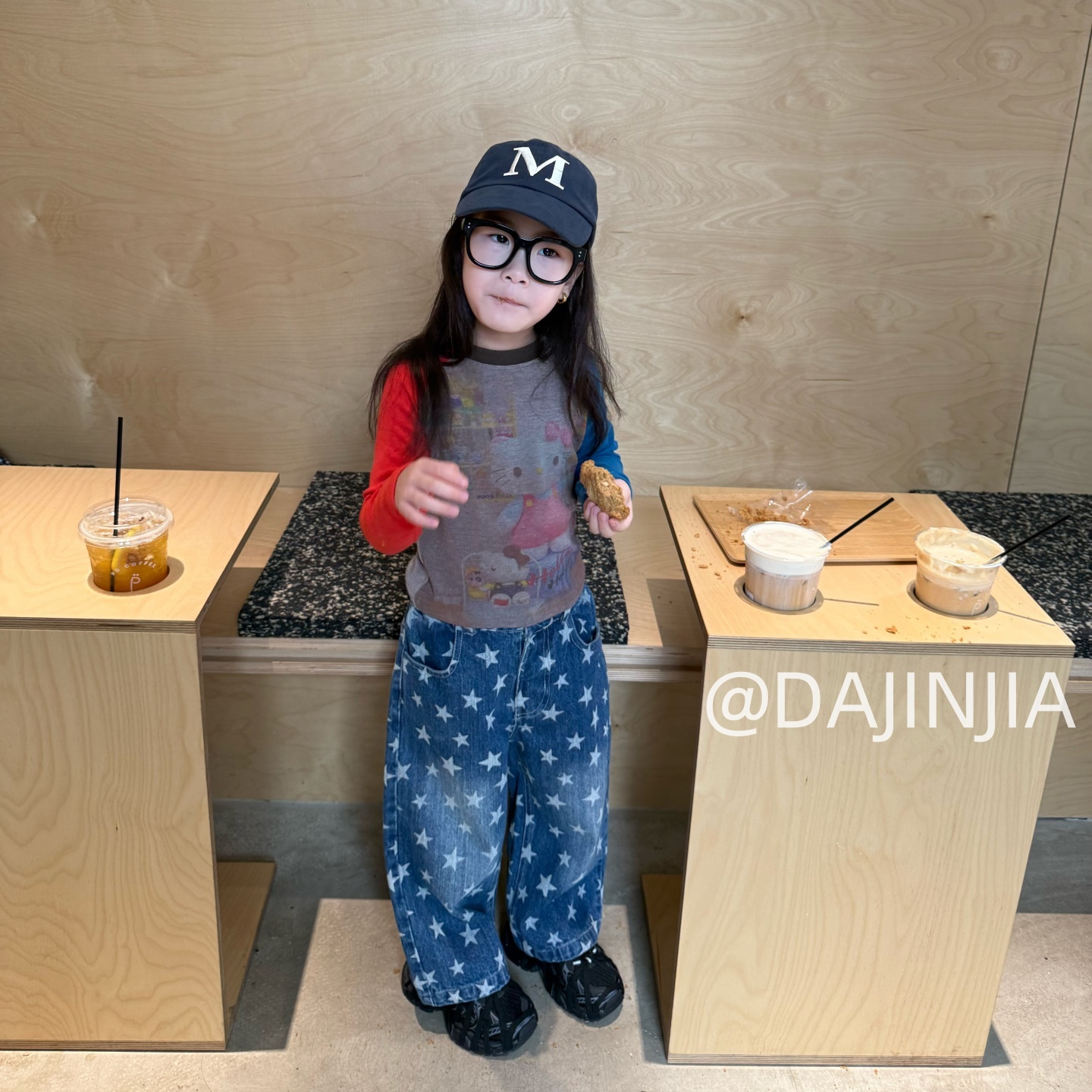 大金家童装女儿童星星软牛仔裤