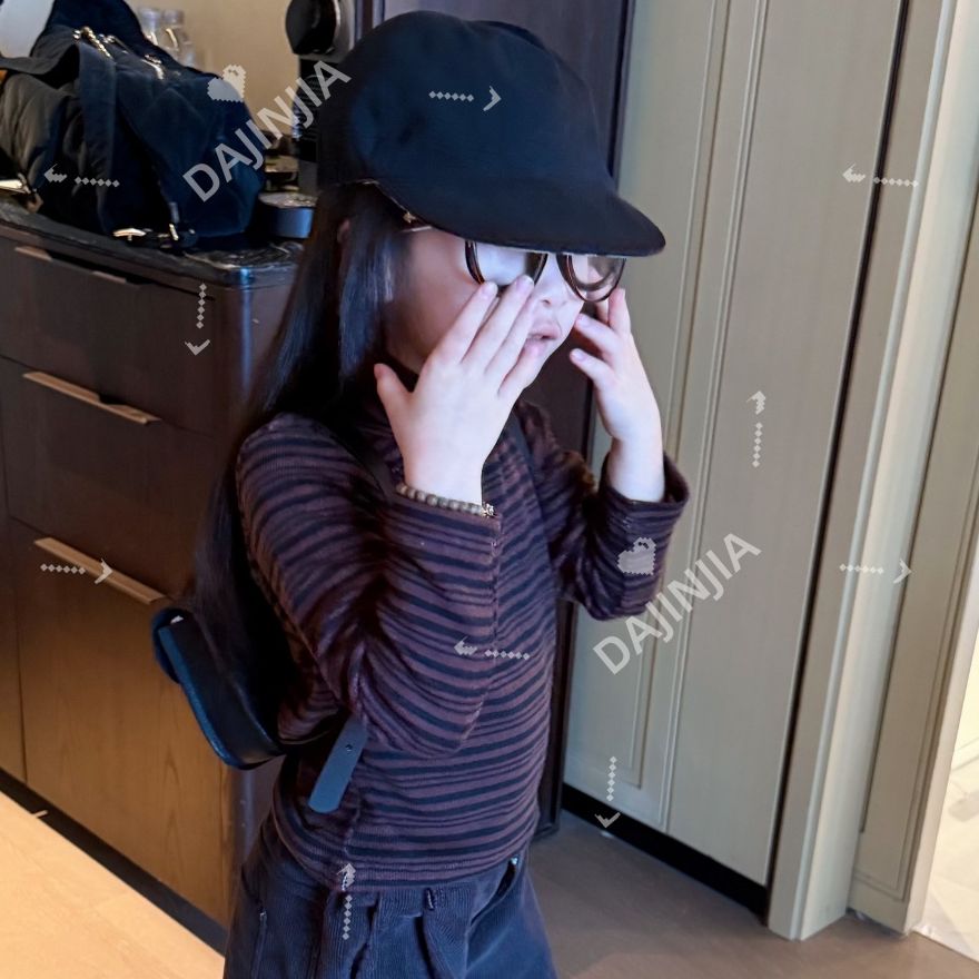 大金家童装25冬季韩系条纹撞色百搭巨软糯保暖女儿童打底衫上衣