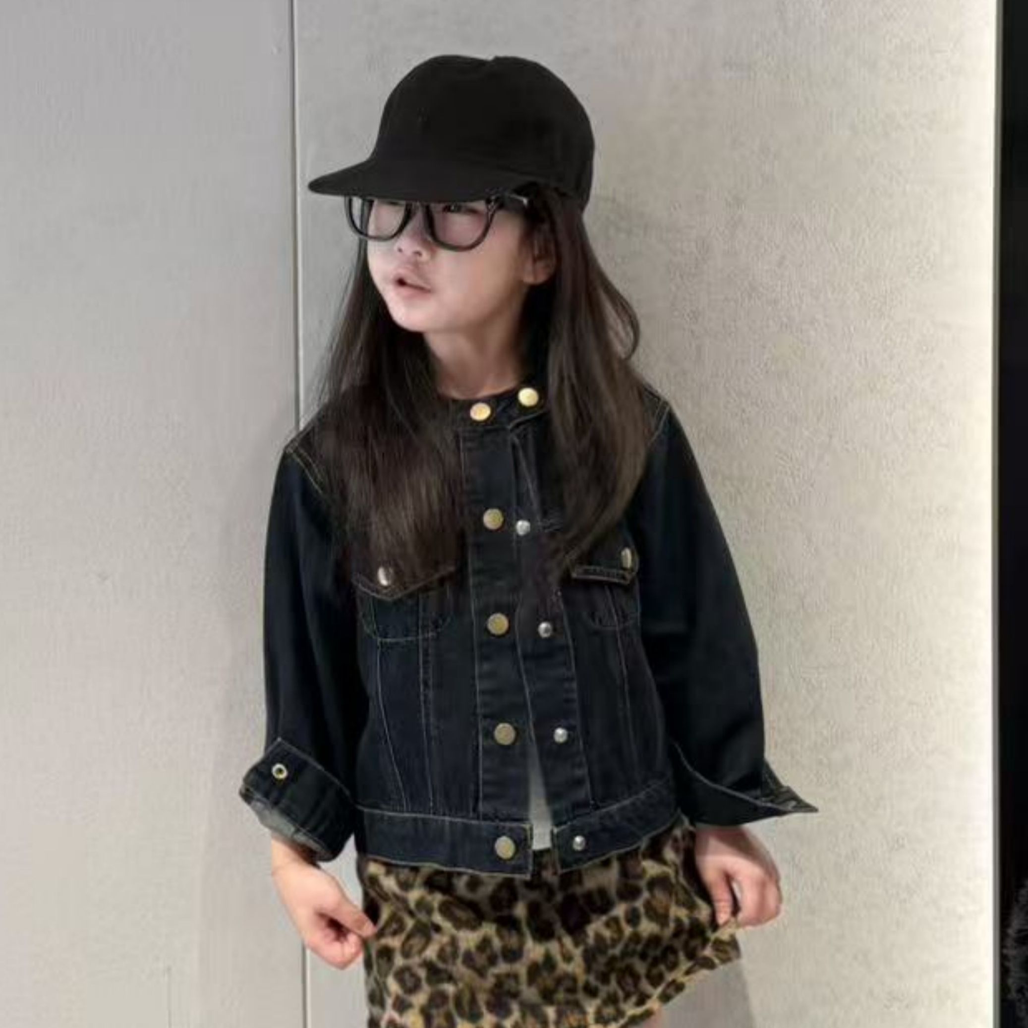 25秋冬新款水洗原色复古纽扣工装风软牛仔男女宝百搭夹克上衣外套