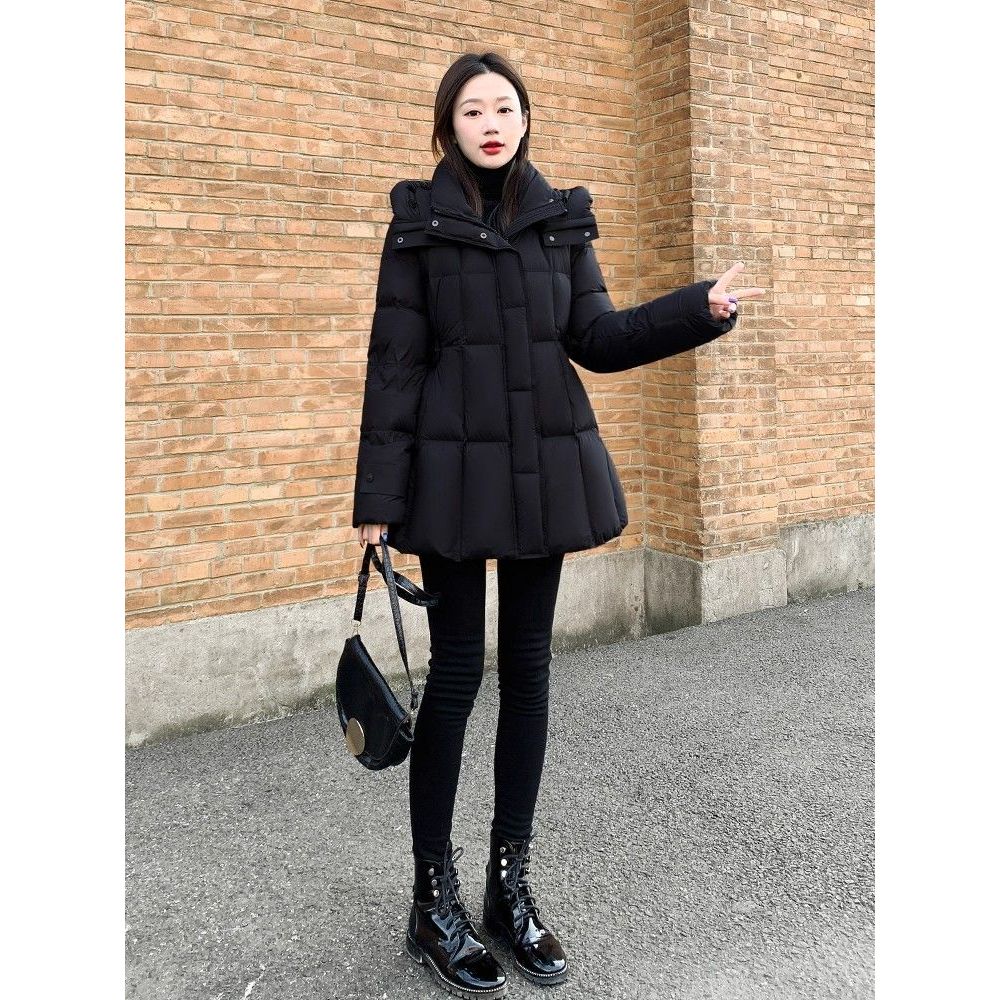 羽绒服女2025冬新款白鸭绒气质收腰修身显瘦连帽时尚保暖加厚外套