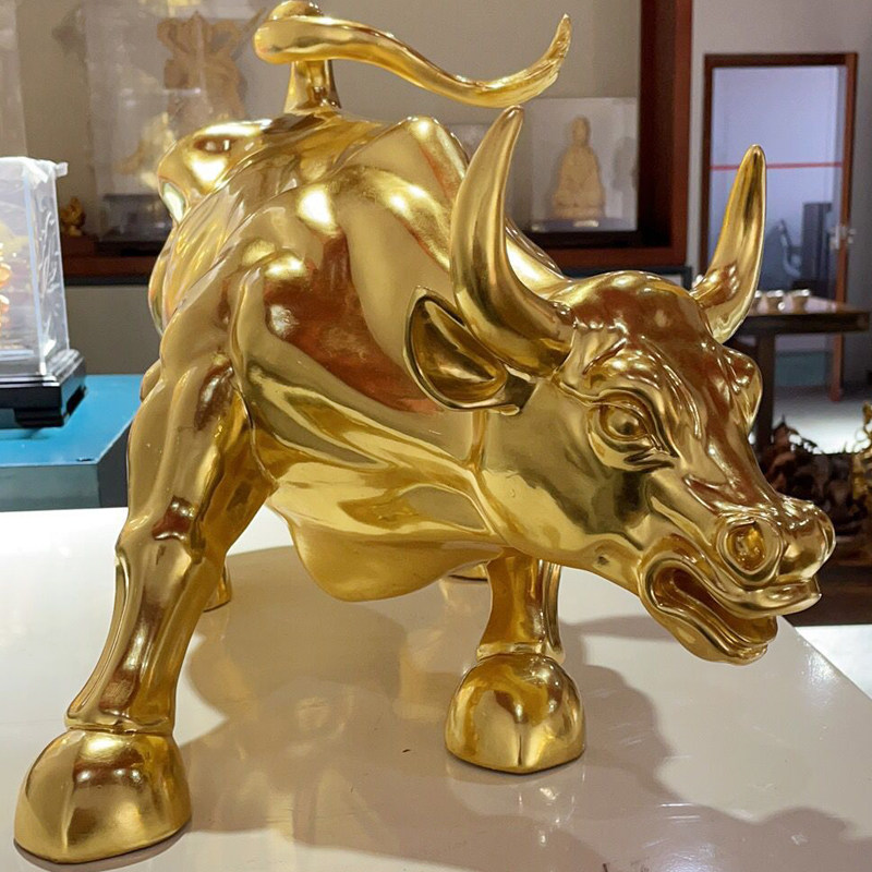 精铸足金华尔街牛金牛定制60cm鸿运金牛黄金牛工艺摆件工厂直销