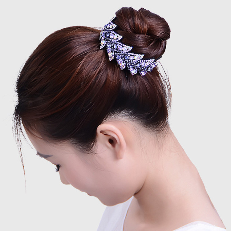 韩版水钻丸子头花苞头盘发神器扭夹抓夹马尾夹大号包邮