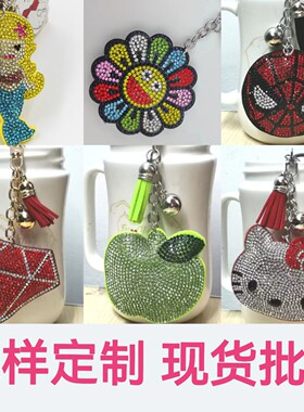 热卖流苏镶钻猫咪咪女士包包挂件时尚韩国绒烫钻双色钻钥匙扣
