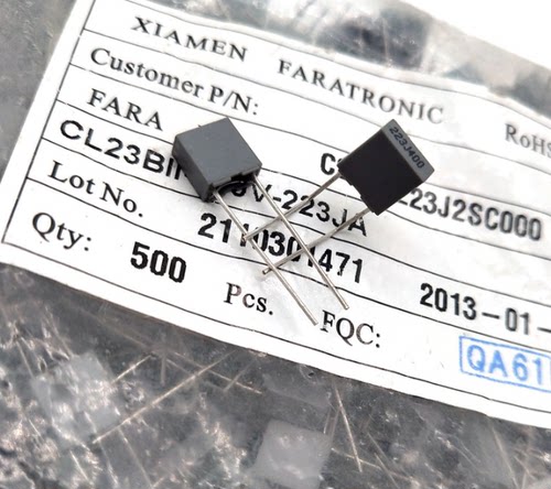 法拉 薄膜 校正电容22NF 223 400V 223J400 脚距5MM