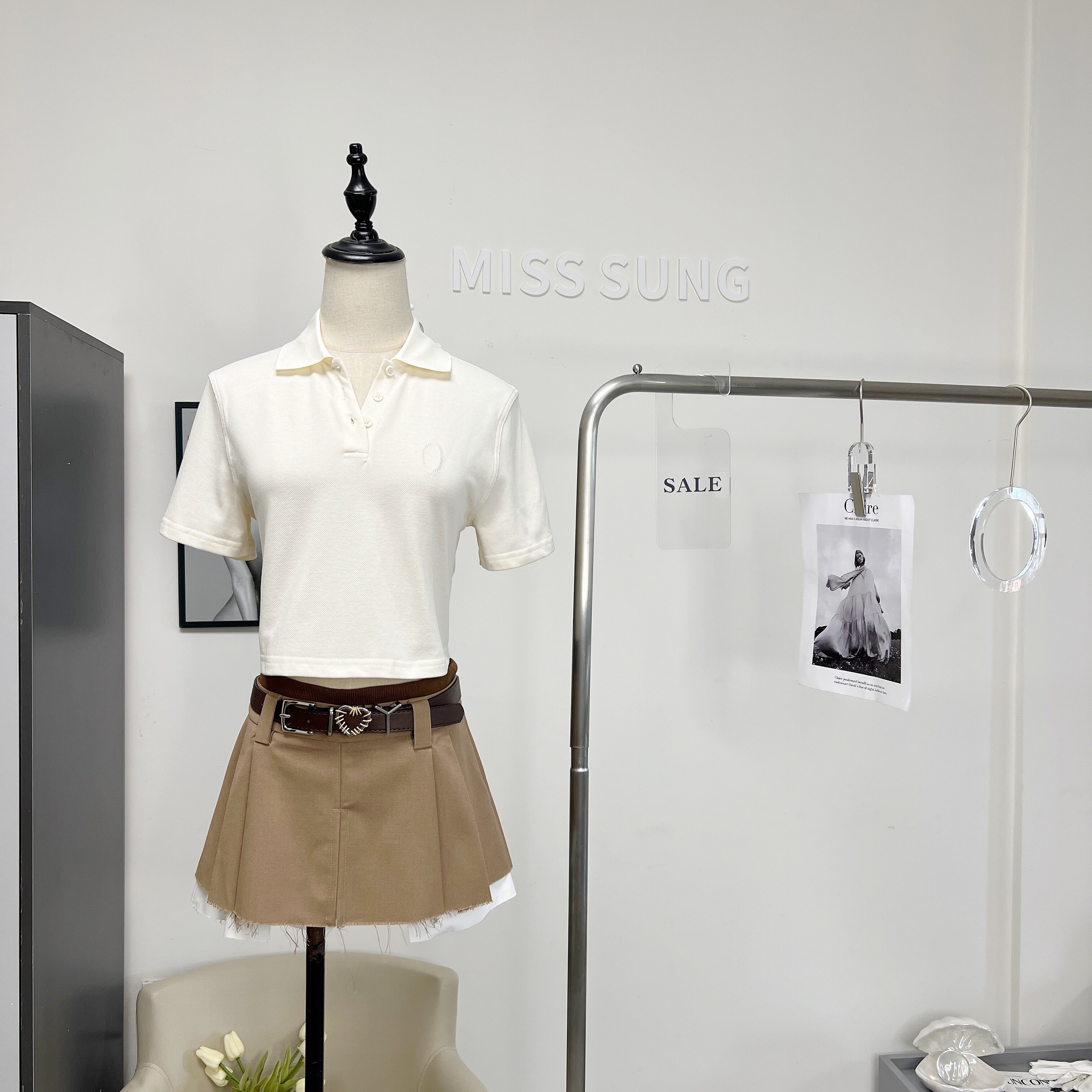 【随性辣妹】很Q很俏皮 翻领polo衫女纯欲bm上衣露脐T恤修身