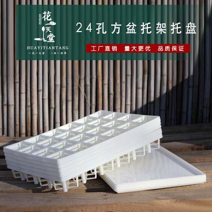 6.5/7cm多肉塑料方盆24格整理托架可配接水托盘大棚育苗种植扦插