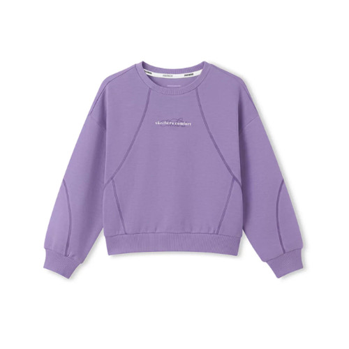 Skechers斯凯奇女孩女童秋冬圆领纯色宽松针织套头卫衣P326G008