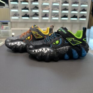Skechers斯凯奇儿童恐龙怪兽闪灯鞋童趣炫酷魔术贴老爹鞋400121L