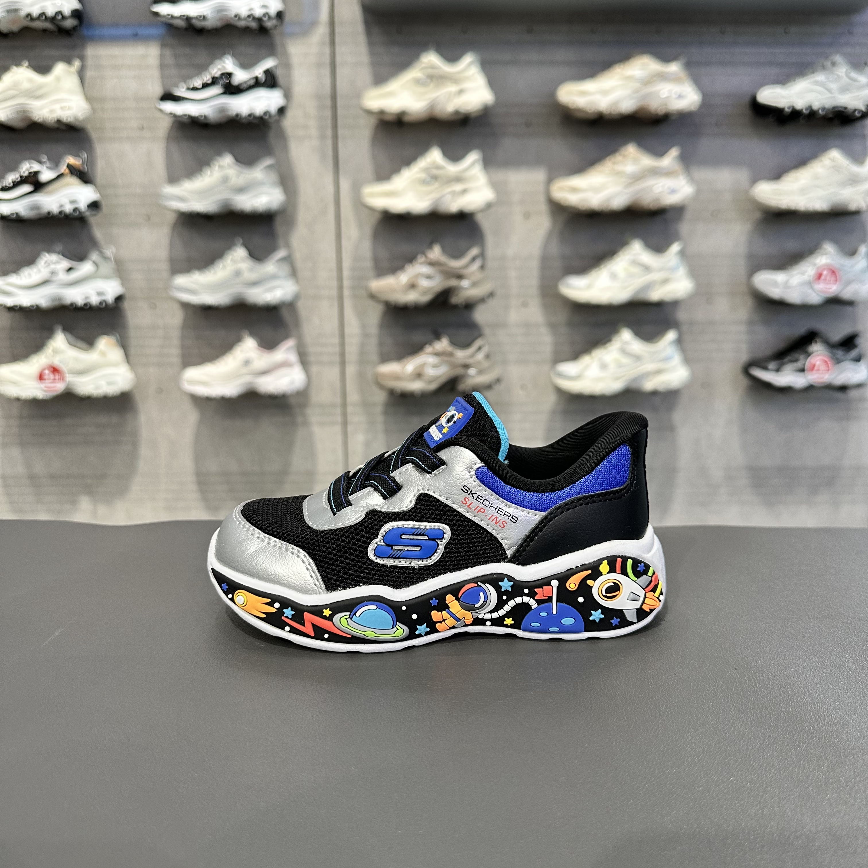Skechers斯凯奇儿童男孩一脚蹬闪穿轻质柔软学步鞋机能鞋407625N