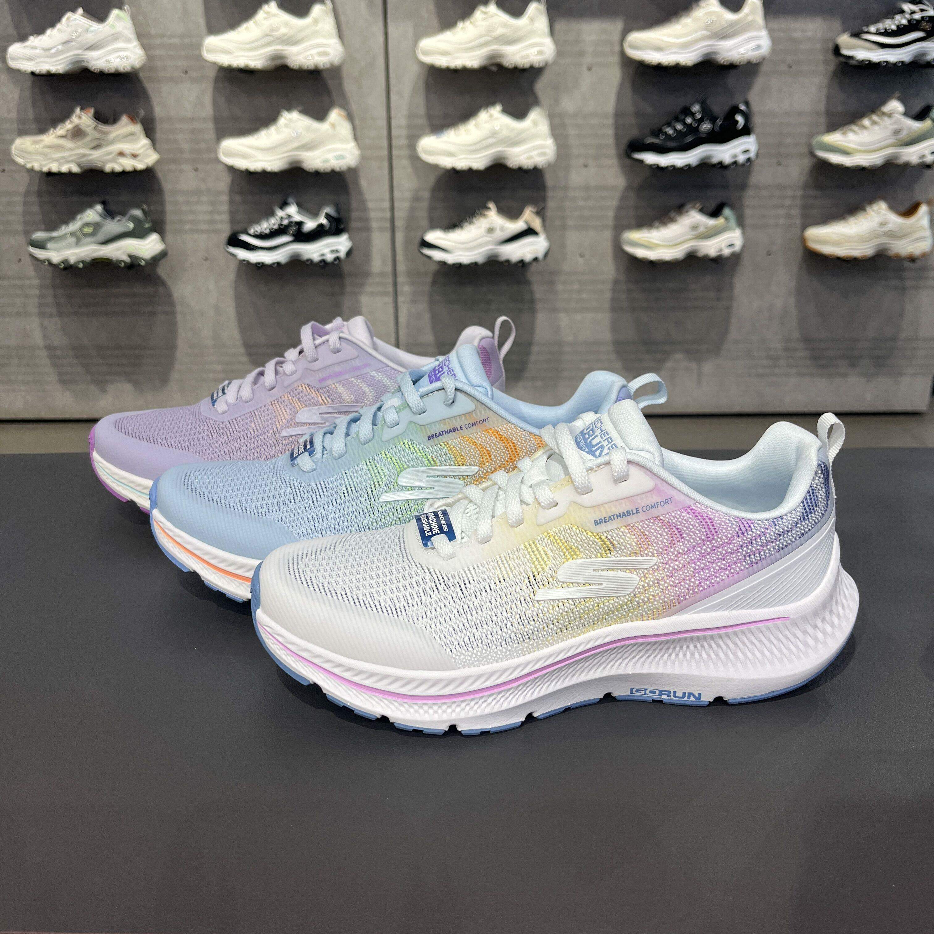 Skechers斯凯奇女士春季舒适缓震网布透气高回弹运动跑步鞋128631