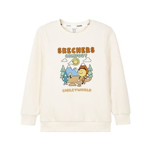 Skechers斯凯奇女童秋冬保暖舒适百搭印花加绒套头卫衣L424G094
