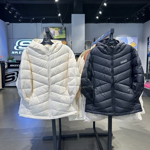 Skechers斯凯奇女士冬季防风防泼水梭织短款羽绒服外套P425W185