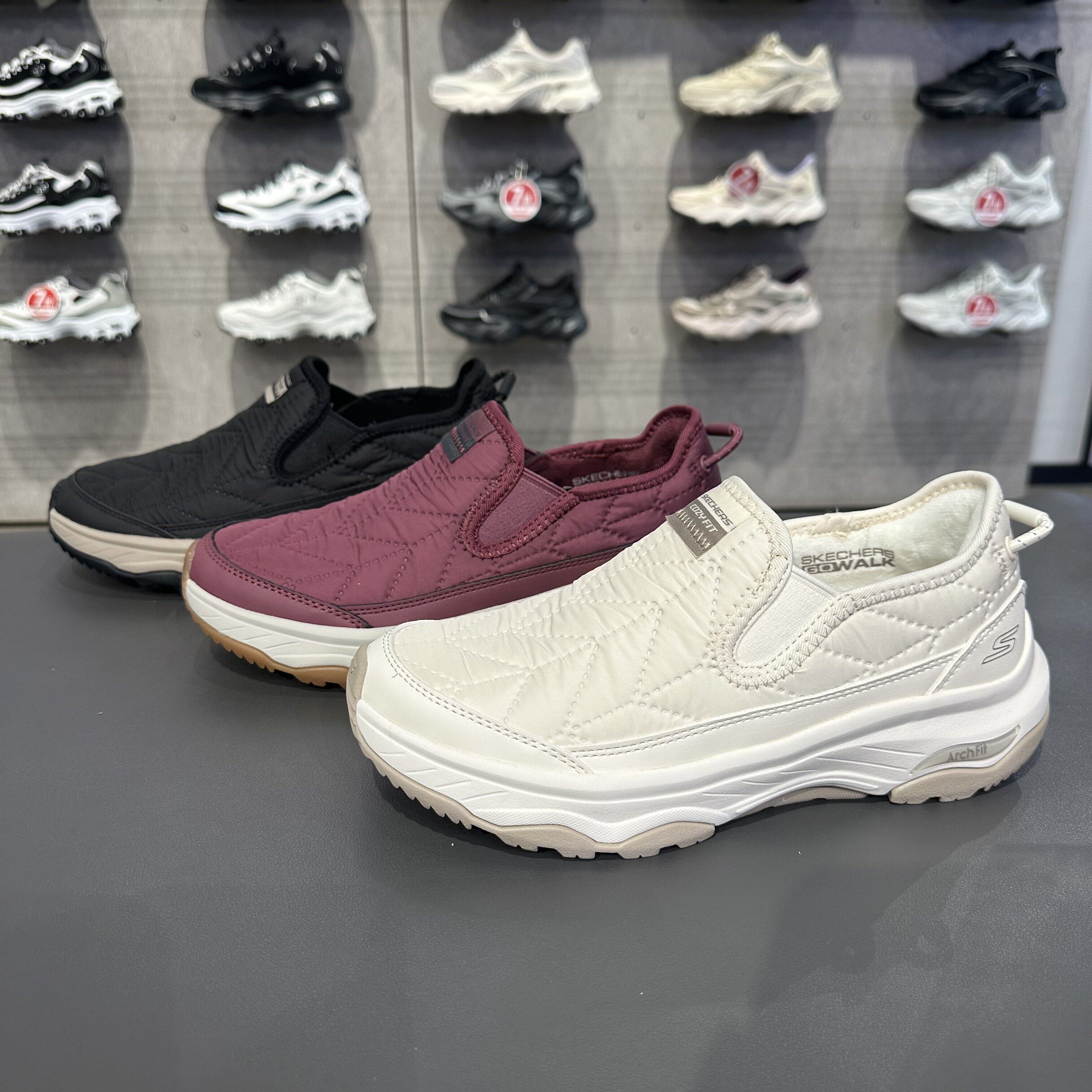 Skechers斯凯奇女士一脚蹬秋冬加绒保暖防滑耐磨轻盈健步鞋124898,运动鞋new,运动休闲鞋,淘宝优惠券,粉丝福利购,淘宝优惠卷