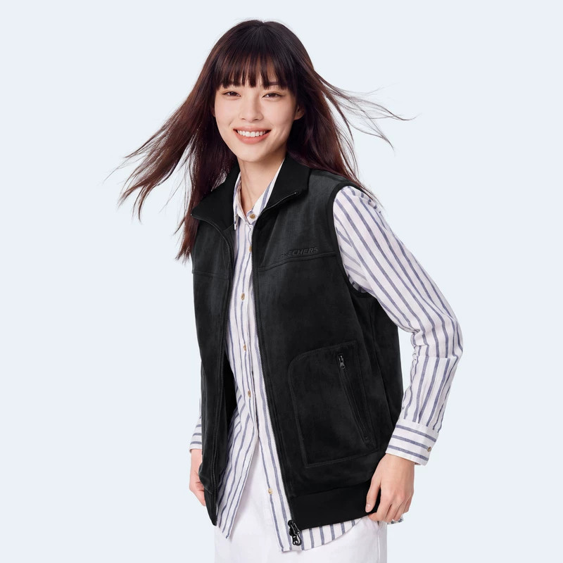Skechers斯凯奇女士轻盈舒适百搭宽松运动休闲立领马甲P426W215