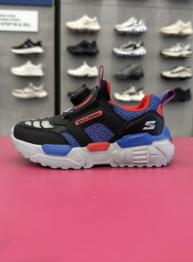 Skechers斯凯奇男童机甲闪灯鞋轻便百搭舒旋转纽扣运动鞋400170L