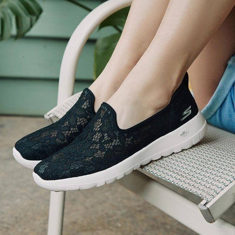 Skechers斯凯奇女鞋夏一脚蹬网面蕾丝透气休闲鞋低帮懒人鞋896020,运动鞋new,运动休闲鞋,淘宝优惠券,粉丝福利购,淘宝优惠卷