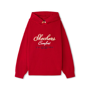 Skechers斯凯奇马年新年款男女秋冬亲肤宽松套头连帽卫衣L126U014