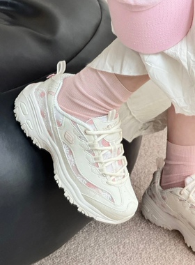 Skechers斯凯奇花海熊2024春夏女款雏菊网纱缓震运动老爹鞋150234