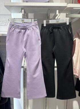 Skechers斯凯奇女童舒适宽松柔软休闲运动针织微喇长裤P126G003