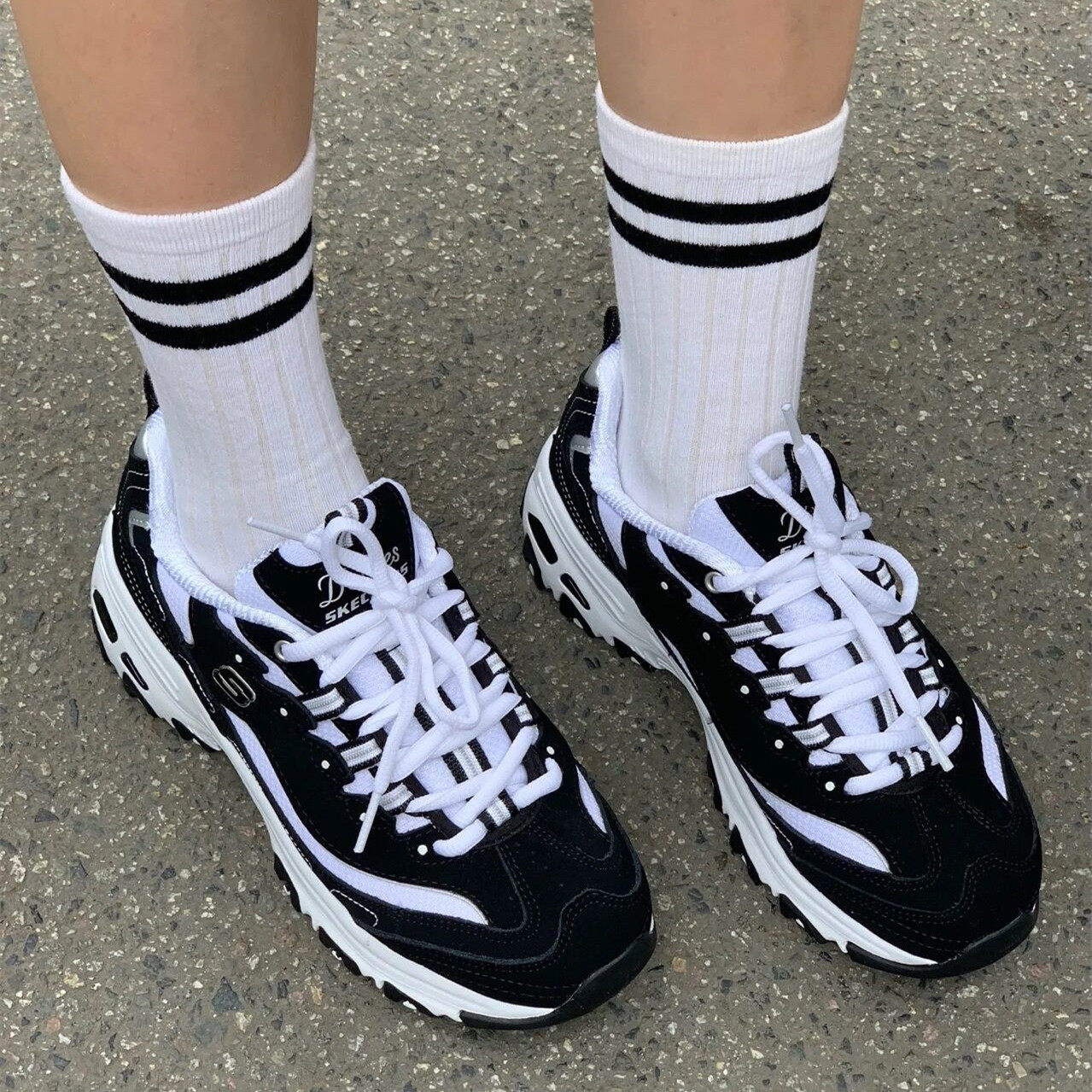 Skechers斯凯奇男女经典黑白熊猫鞋复古老爹鞋券后315元