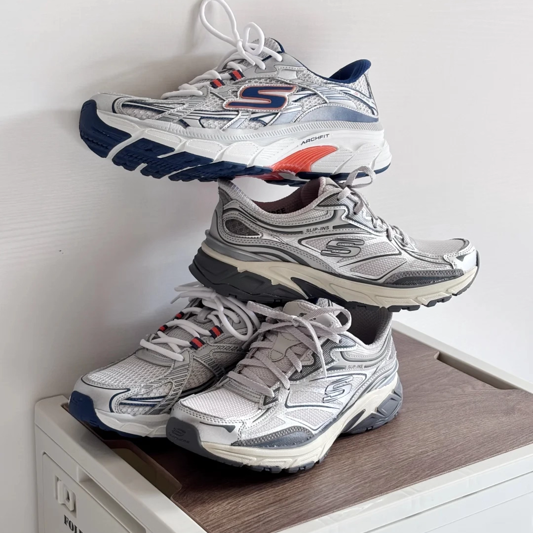 Skechers斯凯奇银翼PRO慢跑鞋男士一脚闪穿复古慢跑运动鞋221103