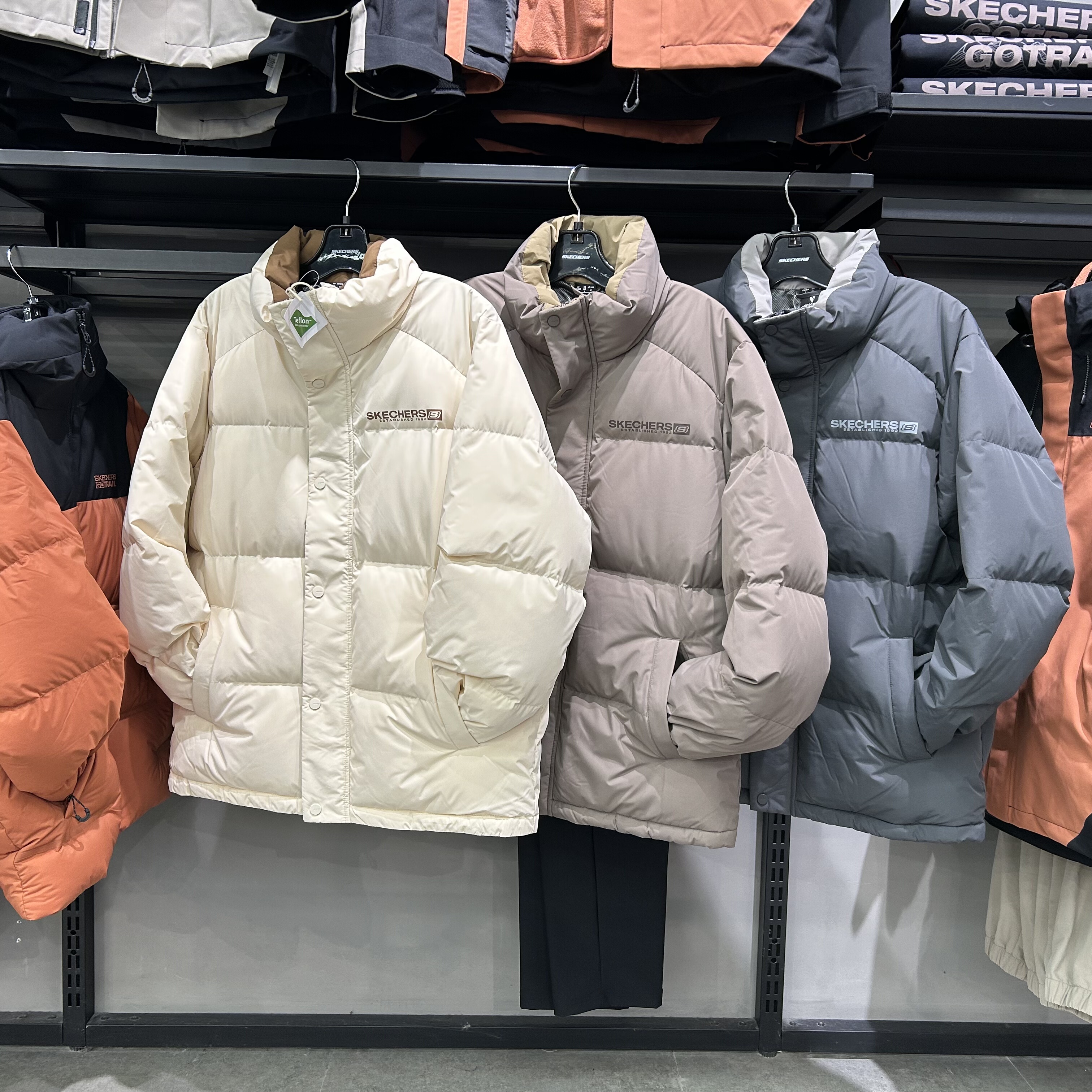 Skechers斯凯奇男女同款秋冬三防科技秋冬立领面包羽绒服L425U008