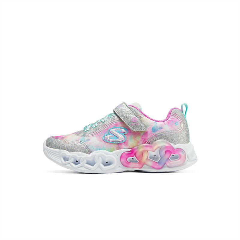 Skechers斯凯奇女童桃心闪灯鞋云染渐变魔术贴休闲运动鞋303753L