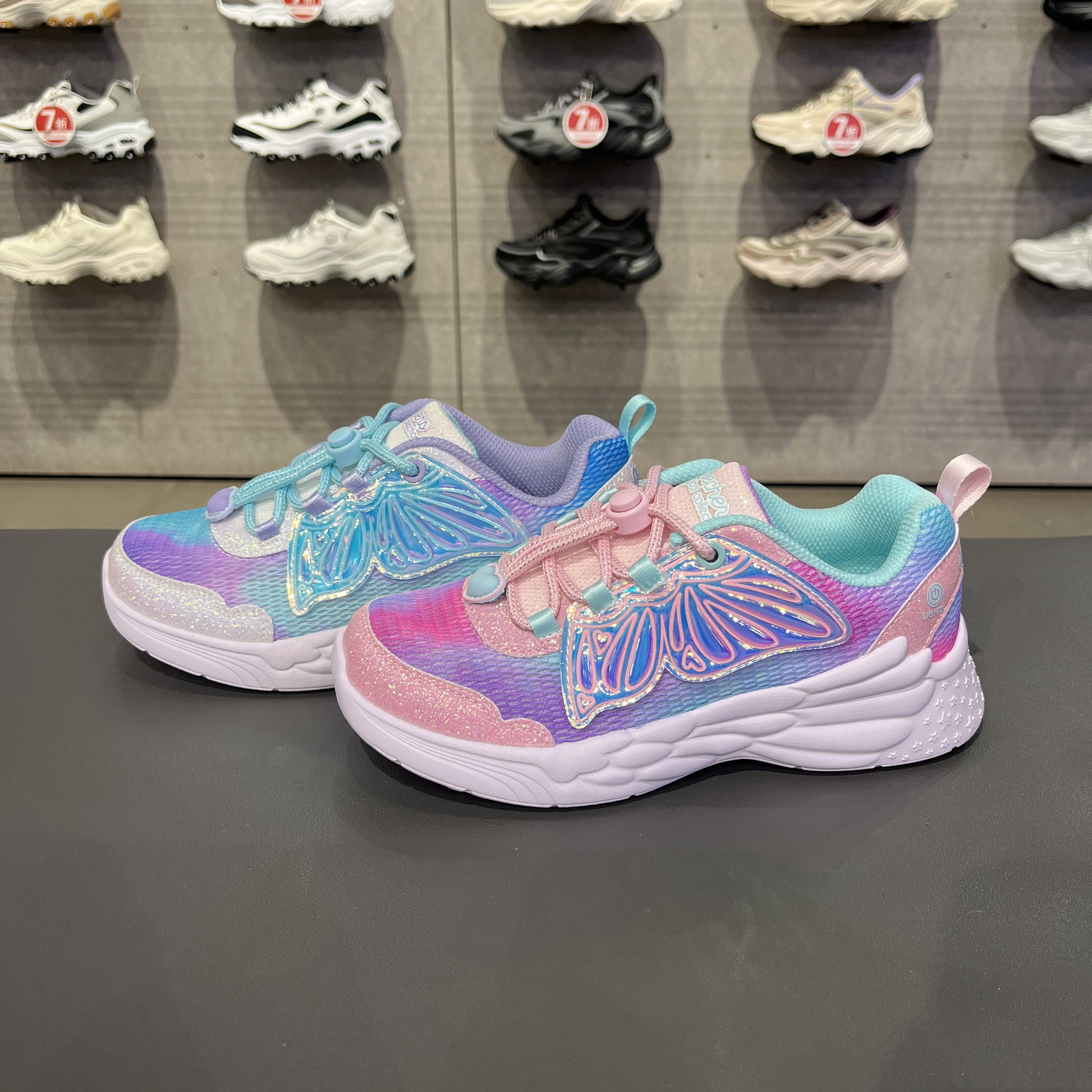 Skechers斯凯奇梦境闪灯鞋女童幻彩蝴蝶抽绳休闲运动鞋319308L