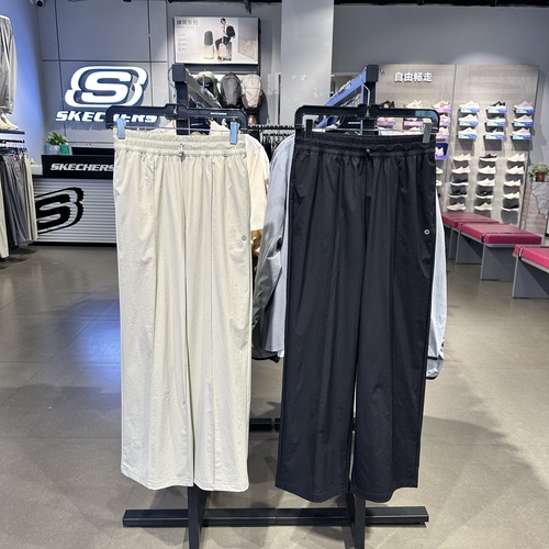 Skechers斯凯奇夏季女士吸湿速干宽松百搭休闲梭织长裤P226W077