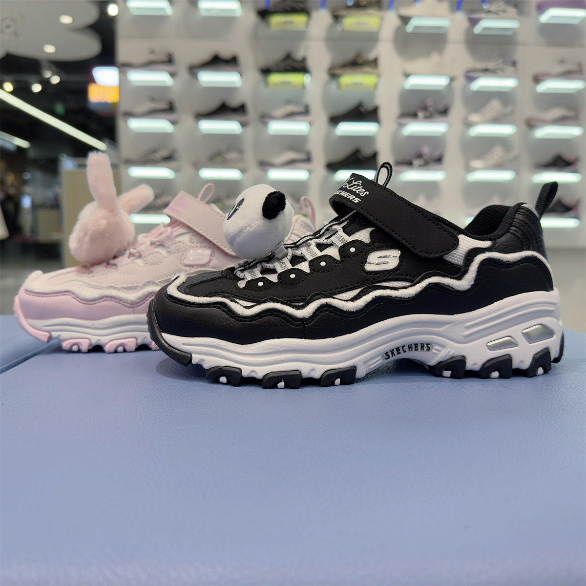 Skechers斯凯奇儿童蛋糕熊女孩复古魔术贴老爹鞋运动童鞋319071L