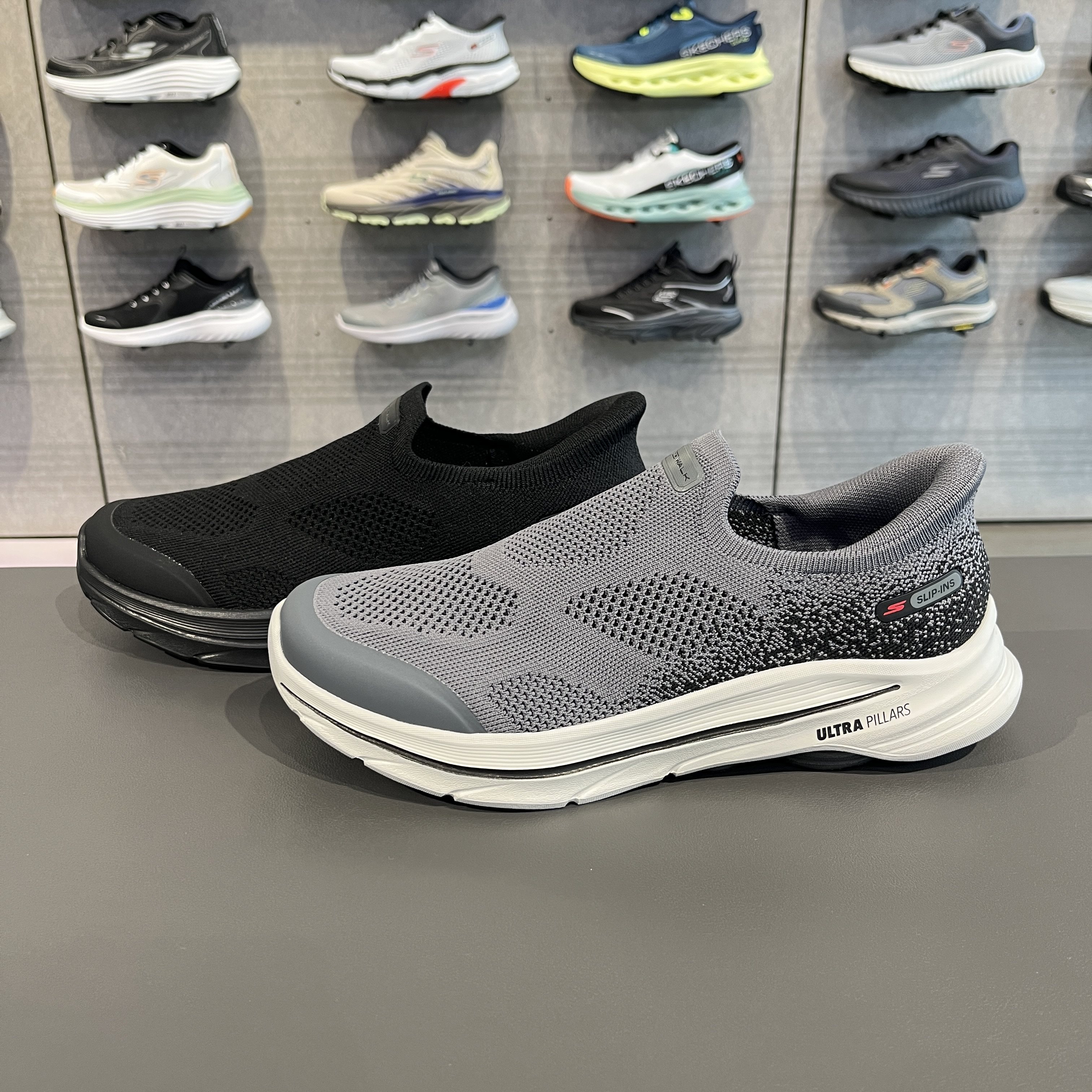 Skechers斯凯奇男士一脚蹬网布透气舒适闪穿休闲运动健步鞋216784