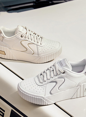 Skechers斯凯奇女士秋季简约小白鞋低帮轻盈休闲板鞋运动鞋185182