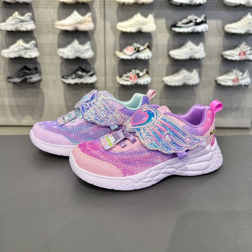 Skechers斯凯奇女小童可爱蝴蝶百搭舒适休闲透气闪灯鞋319240L