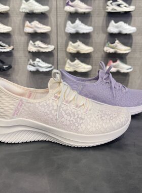 Skechers斯凯奇女款夏季闪穿一脚蹬蕾丝网面透气舒适健步鞋150169