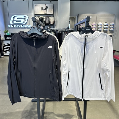 Skechers斯凯奇男士夏季防晒服轻量透气宽松梭织连帽外套P226M084