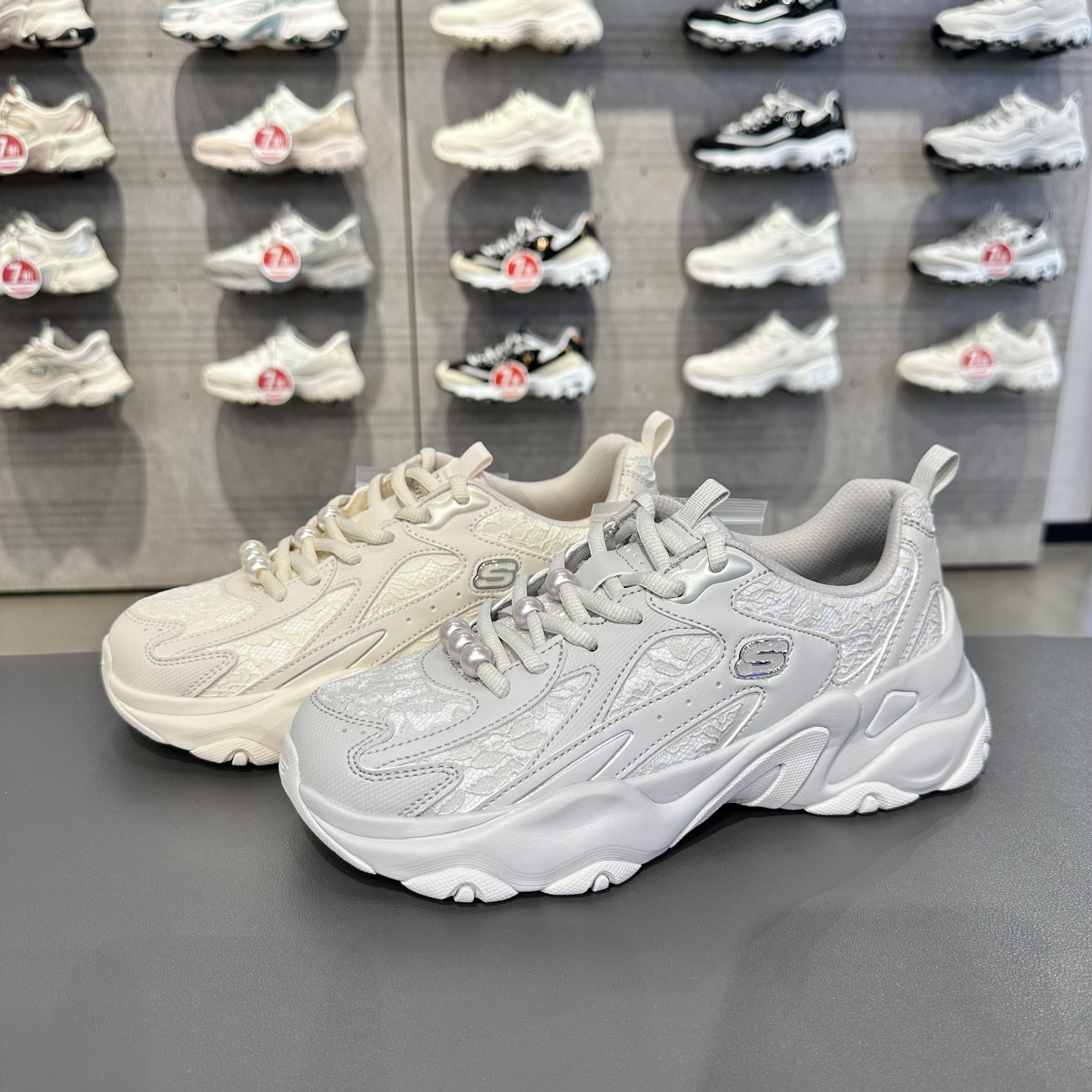 Skechers斯凯奇女士熊猫鞋五代蕾丝百搭高回弹休闲老爹鞋150832