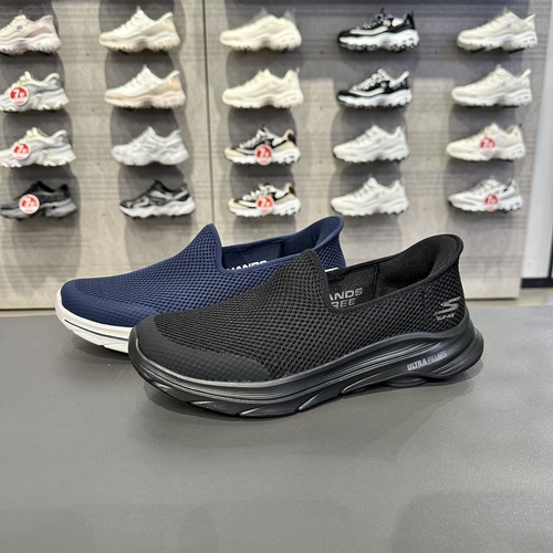 Skechers斯凯奇男士一脚蹬透气轻盈缓震回弹舒适休闲健步鞋216809