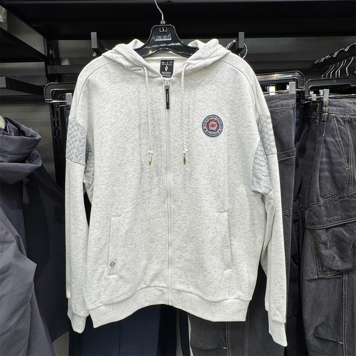 斯凯奇男款连帽针织卫衣