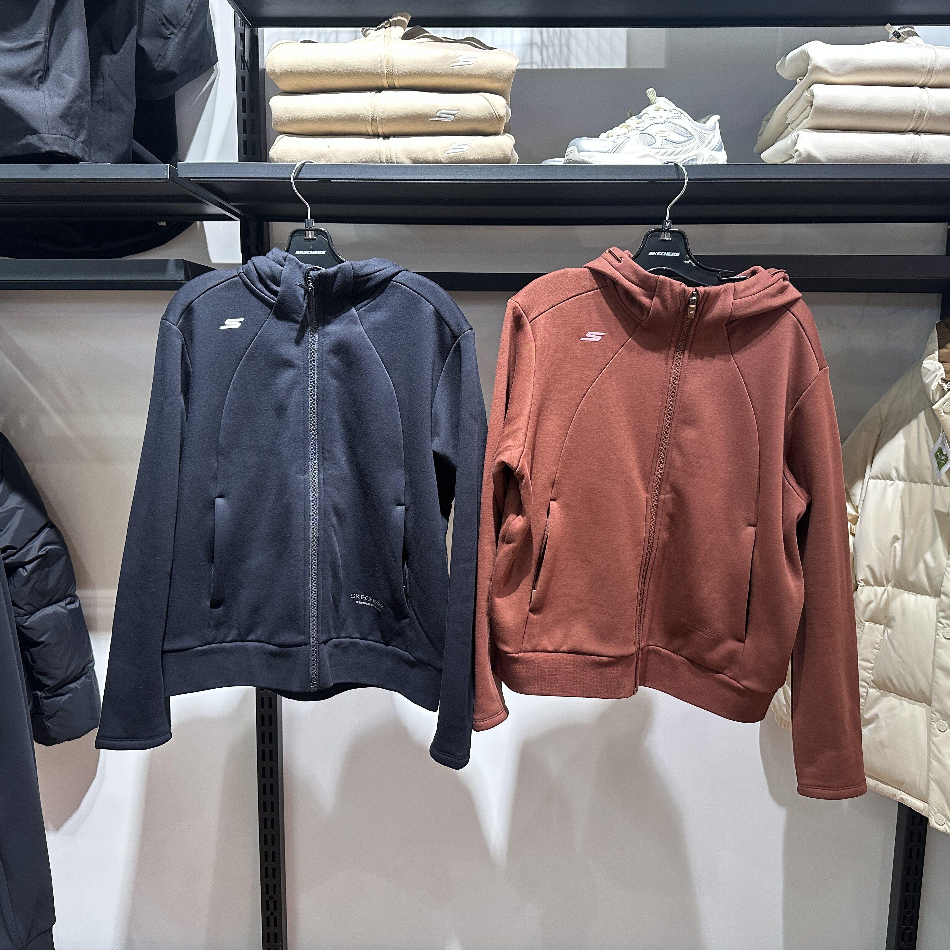 Skechers斯凯奇女士秋季加绒保暖宽松百搭连帽休闲外套P425W044