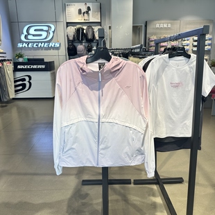Skechers斯凯奇女士夏季新品渐变轻薄透气防晒服连帽外套P326W027