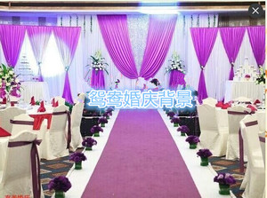 新款婚庆背景婚礼场景纱幔幕布帷 三联复试 豪华婚礼装饰布置道具