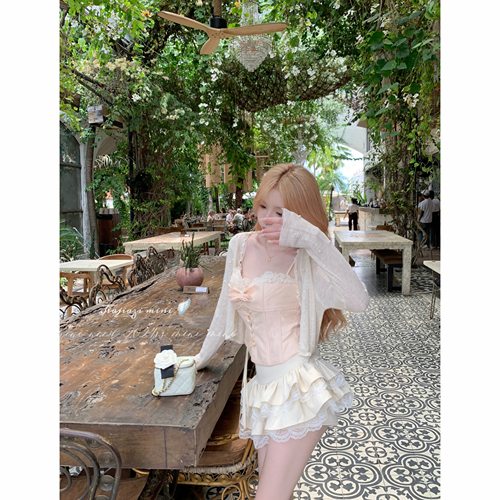 Minineed【朦胧夏日】钉珠珍珠针织防晒开衫外套上衣两色小罩衫