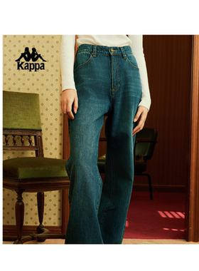 Kappa女裤夏季新款牛仔裤休闲直筒复古运动休闲裤K0E22AN38