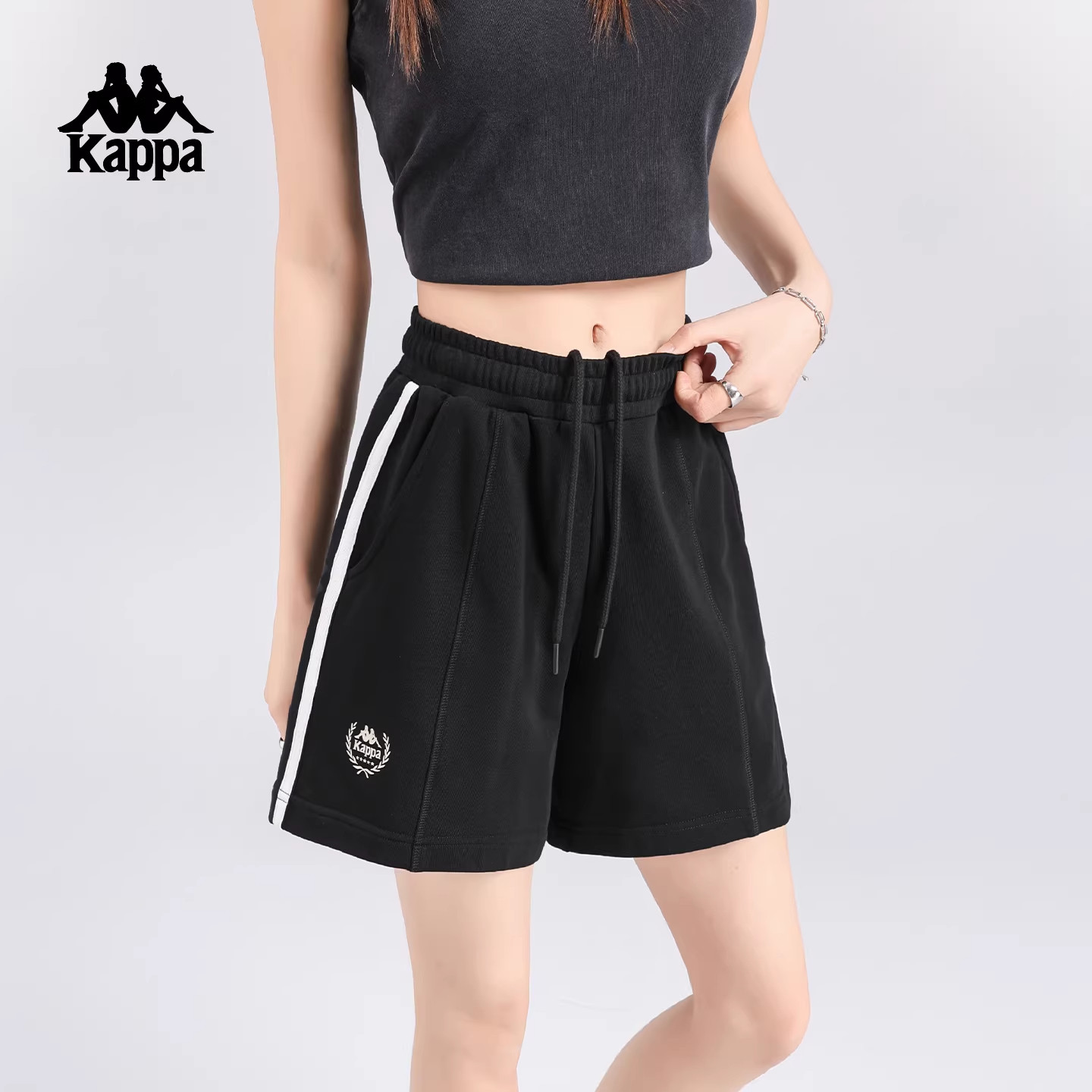 Kappa卡帕女裤2026夏季新款休闲百搭复古条纹透气短裤K0G42DY31D