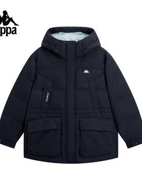 Kappa卡帕女装2025冬季新款运动休闲百搭保暖连帽羽绒服K0F82YY40