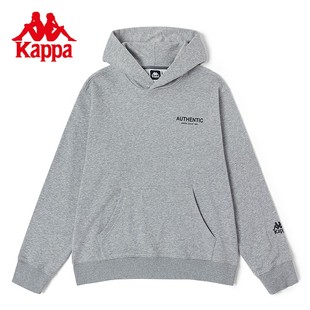 新款 Kappa卡帕套头帽衫 男运动卫衣休闲上衣灰色长袖 卫衣K0D12MT06