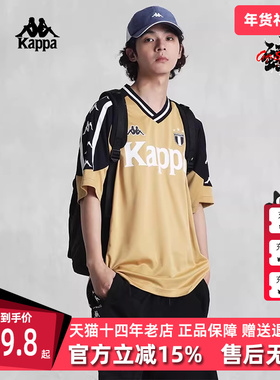 Kappa卡帕男夏新款复古运动短袖休闲V领字母T恤K0E32TD17