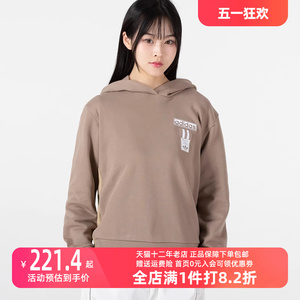 阿迪达斯三叶草卫衣女2023春季新款运动休闲上装连帽套头衫HH9450